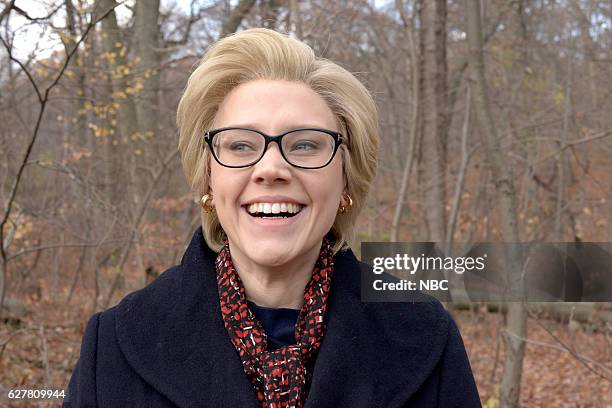 Emma Stone" Episode 1712 -- Pictured: Kate McKinnon as Hillary Clinton during "The Hunt for Hil" sketch on December 3, 2016 --