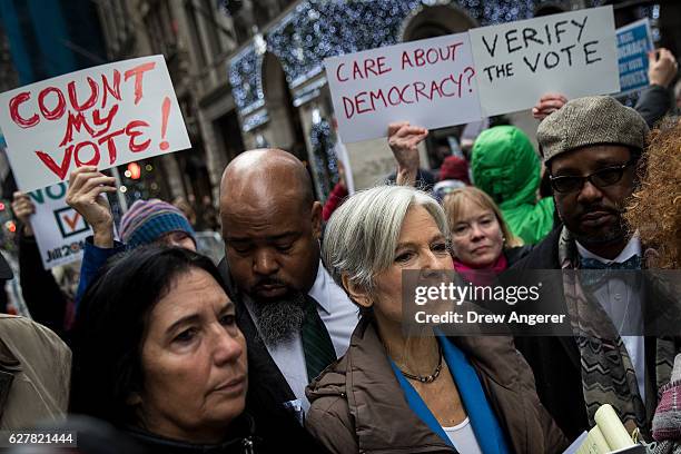 Green Party presidential candidate Jill Stein waits to speak at a news conference on Fifth Avenue across the street from Trump Tower December 5, 2016...