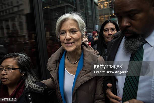 Green Party presidential candidate Jill Stein leaves after speaking at a news conference on Fifth Avenue across the street from Trump Tower December...