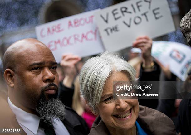 Green Party presidential candidate Jill Stein waits to speak at a news conference on Fifth Avenue across the street from Trump Tower December 5, 2016...