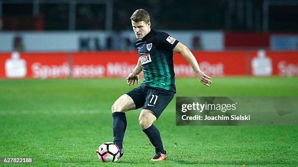 Tobias Ruehle of Muenster during the Third League match between Preussen Muenster and Chemnitzer FC at Preussenstadion on December 2, 2016 in...