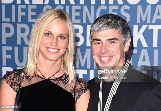 Dr. Lucinda Southworth and CEO of Alphabet Larry Page attend the 2017 Breakthrough Prize at NASA Ames Research Center on December 4, 2016 in Mountain...