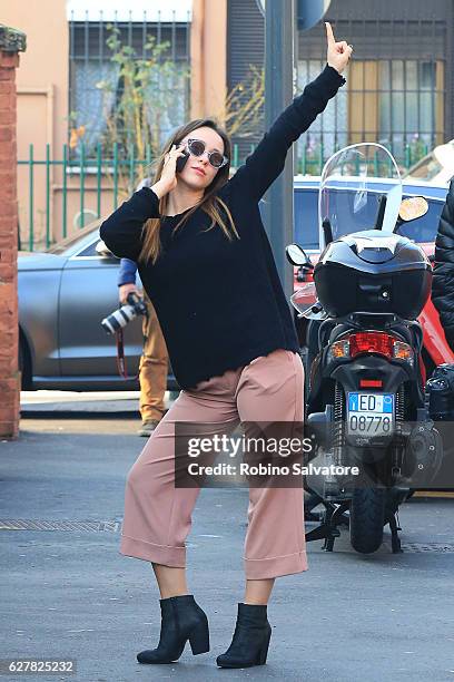 Aurora Ramazzotti is seen with father's family, for her birth day on December 5, 2016 in Milan, Italy.