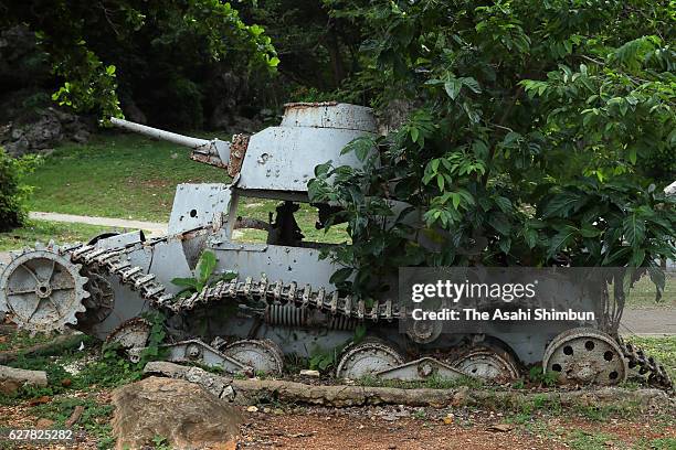 Debris of the Imperial Japanese Navy Type 95 Ha-Go tank remain on August 28, 2016 in Saipan, Northern Mariana Islands. The war was opened up 75 years...