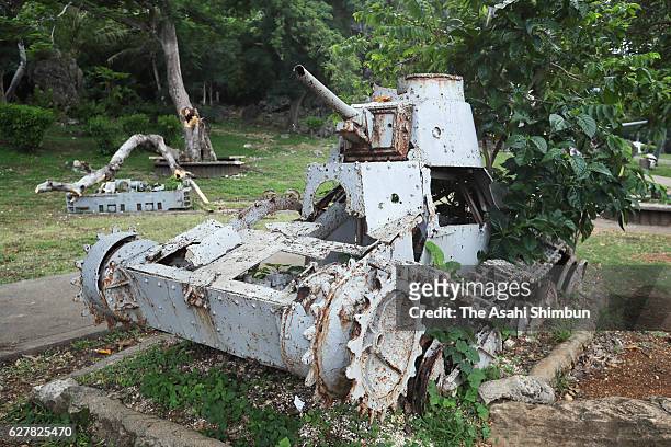 Debris of the Imperial Japanese Navy Type 95 Ha-Go tank remain on August 28, 2016 in Saipan, Northern Mariana Islands. The war was opened up 75 years...