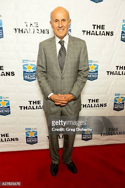 Retired Los Angeles County Sheriff Lee Baca arrives for The Thalians Presidents Club's "Holiday Brunch Spectacular" at Montage Beverly Hills on...
