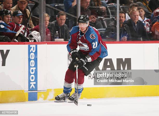 Patrick Wiercioch of the Colorado Avalanche skates against the Columbus Blue Jackets at the Pepsi Center on December 01, 2016 in Denver, Colorado....