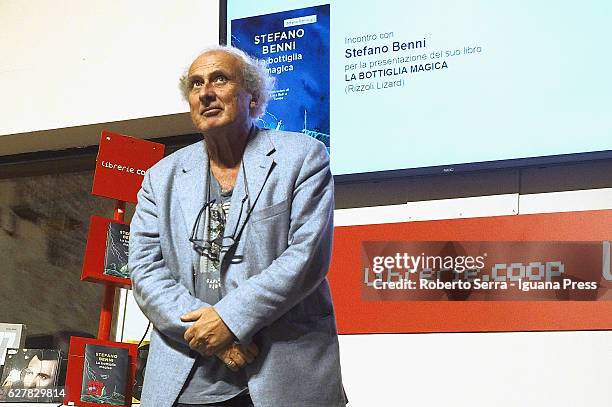Italia author and writer Stefano Benni unveils his new book "La Bottiglia Magica" at Coop Ambasciatori bookshop on December 5, 2016 in Bologna, Italy.