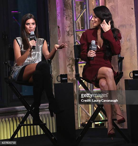 Sara Sampaio and Adriana Lima attend Build Presents Victoria's Secret Angels at AOL HQ on December 5, 2016 in New York City.