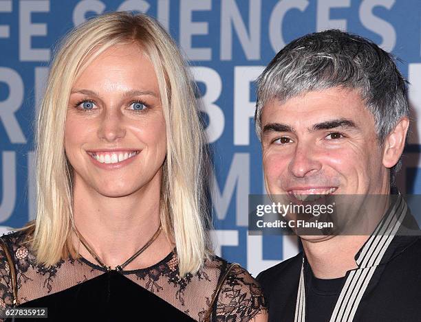 Dr. Lucinda Southworth and CEO of Alphabet Larry Page attend the 2017 Breakthrough Prize at NASA Ames Research Center on December 4, 2016 in Mountain...