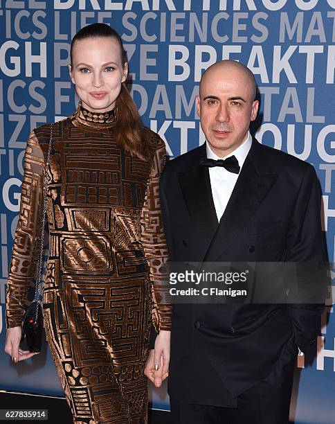 Yuri Milner of DST Global and wife Julia Milner attend the Red Carpet at the 5th Annual Breakthrough Prize Ceremonyat NASA Ames Research Center on...