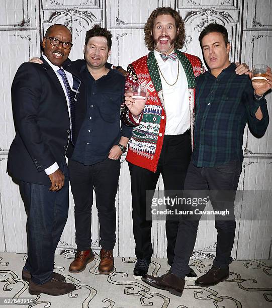 Courtney B. Vance, Josh Gordon, T.J. Miller and Will Speck attend Build Presents to discuss "Office Christmas Party" at AOL HQ on December 5, 2016 in...