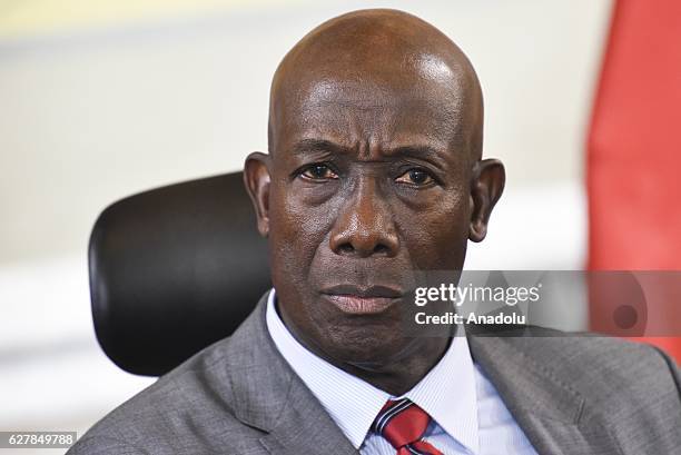 Trinidad and Tobago Prime Minister Keith Rowley is seen during a meeting with Venezuelan President Nicolas Maduro at Miraflores presidential palace...