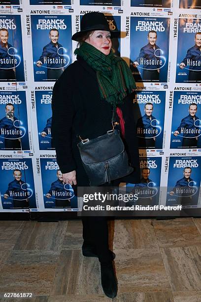 Actress Catherine Jacob attends Franck Ferrand performs in his Show "Histoires" at Theatre Antoine on December 5, 2016 in Paris, France.