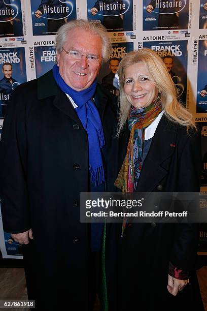Alain Duault and his wife Catherine attend Franck Ferrand performs in his Show "Histoires" at Theatre Antoine on December 5, 2016 in Paris, France.