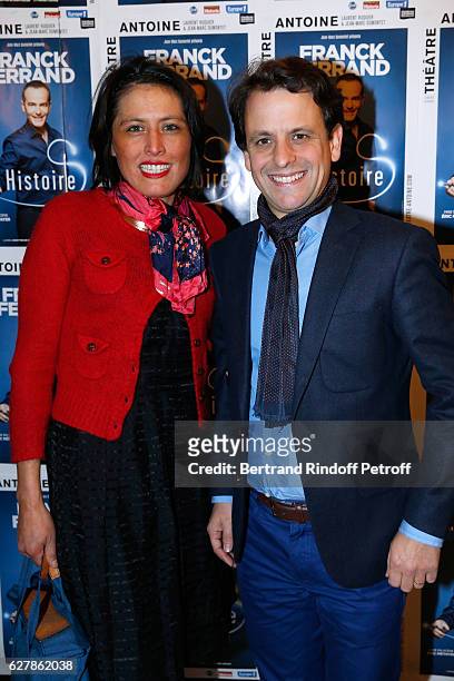 Actor Maxime d'Aboville and his wife Mathilde attend Franck Ferrand performs in his Show "Histoires" at Theatre Antoine on December 5, 2016 in Paris,...