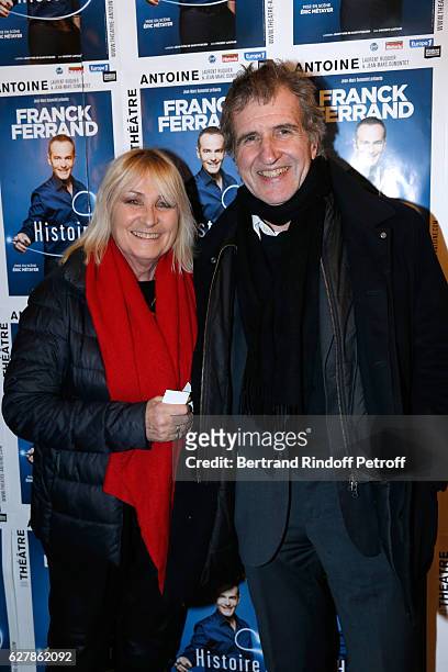 Radio Host Julie Leclerc and her husband Gerard Leclerc attend Franck Ferrand performs in his Show "Histoires" at Theatre Antoine on December 5, 2016...