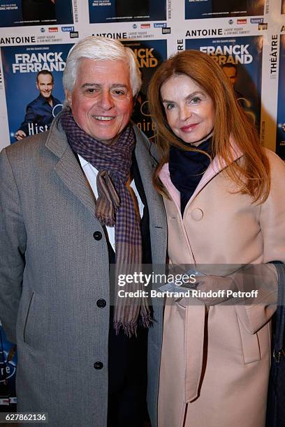 Architect Jacques Garcia and actress Cyrielle Clair attend Franck Ferrand performs in his Show "Histoires" at Theatre Antoine on December 5, 2016 in...