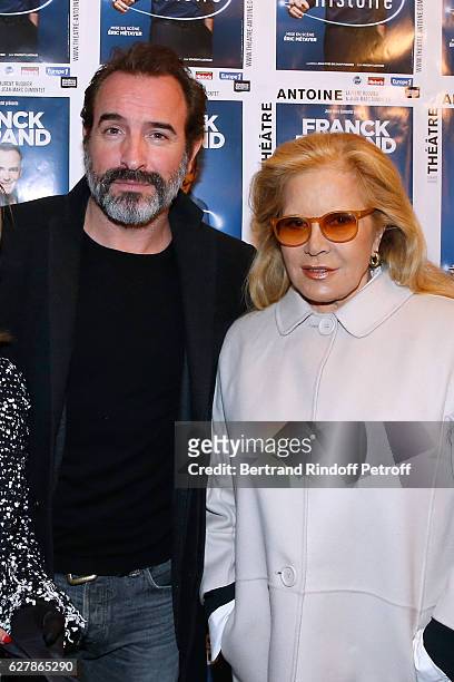Actor Jean Dujardin and singer Sylvie Vartan attend Franck Ferrand performs in his Show "Histoires" at Theatre Antoine on December 5, 2016 in Paris,...