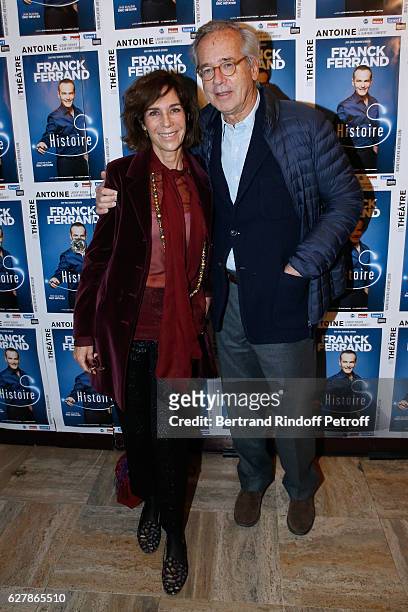 Christine Orban and her husband Olivier Orban attend Franck Ferrand performs in his Show "Histoires" at Theatre Antoine on December 5, 2016 in Paris,...
