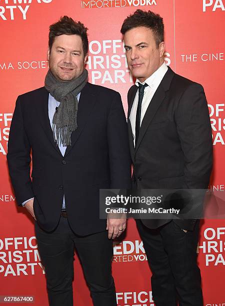 Director Josh Gordon and Will Speck attend the Paramount Pictures with The Cinema Society & Svedka host a screening of "Office Christmas Party" at...