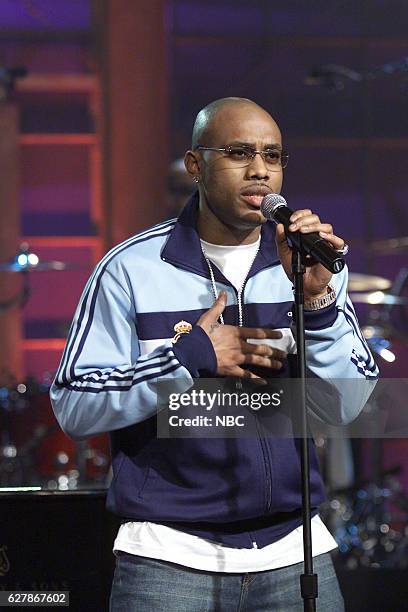 Episode 2695 -- Pictured: Musical guest Mario Winans performs on April 22, 2004 --