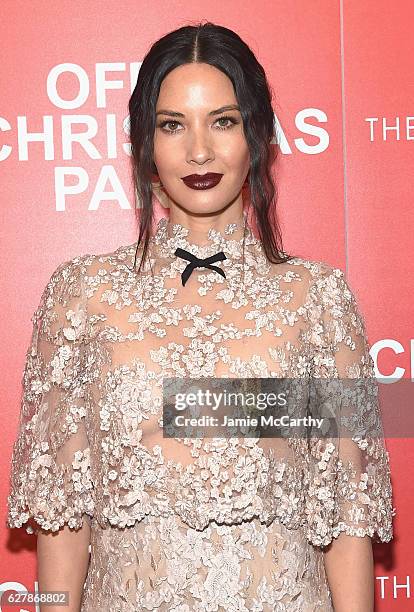 Olivia Munn attends the Paramount Pictures with The Cinema Society & Svedka host a screening of "Office Christmas Party" at Landmark Sunshine Cinema...