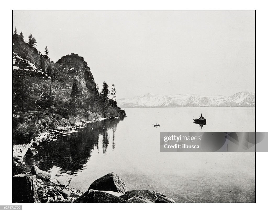Antique photograph of Lake Tahoe
