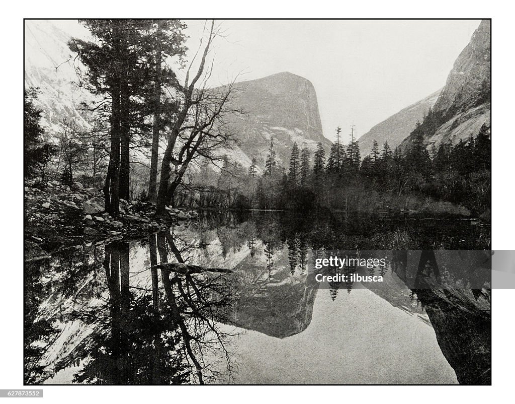 Antique photograph of Mirror Lake, Teneya Canyon