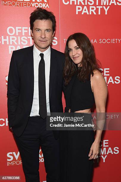 Jason Bateman and Amanda Anka attend the Paramount Pictures with The Cinema Society & Svedka host a screening of "Office Christmas Party" at Landmark...