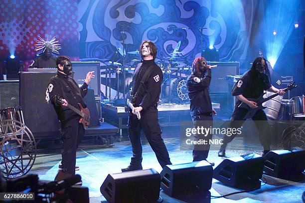 Episode 2712 -- Pictured: Rock band Slipknot performs on May 17, 2004 --