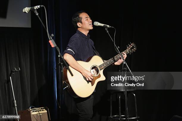 Swe Hlaing Htet, Coordinator of Turning Tables Myanmar performs onstage at the United Nations Development Programme Inaugural Global Goals Gala: A...