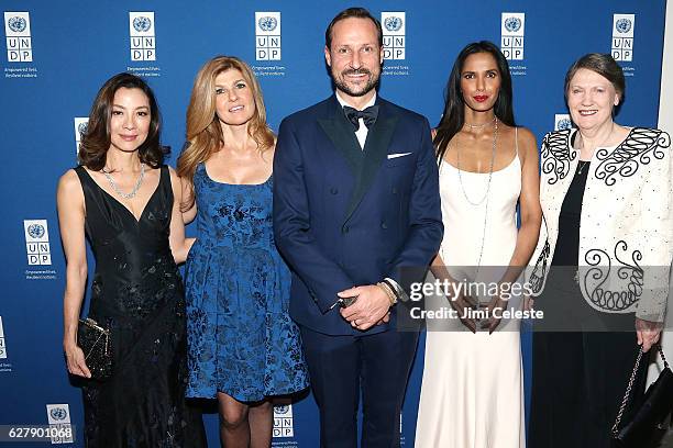 Actress Michelle Yeoh, Connie Britton, HRH Crown Prince Haakon of Norway, Padma Lakshmi and Helen Clark attends the United Nations Development...