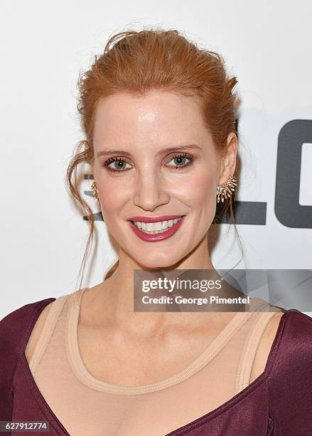 Actress Jessica Chastain attends "Miss Sloane" Toronto Premiere held at Isabel Bader Theatre on December 5, 2016 in Toronto, Canada.