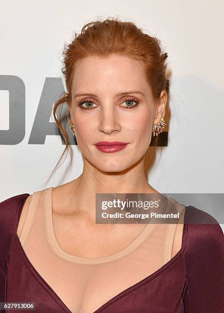 Actress Jessica Chastain attends "Miss Sloane" Toronto Premiere held at Isabel Bader Theatre on December 5, 2016 in Toronto, Canada.