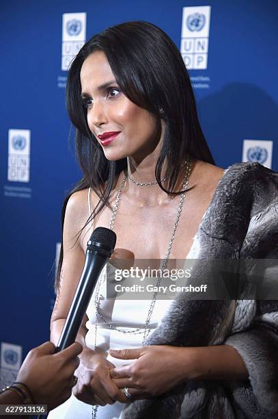 Event host Padma Lakshmi attends the 2016 United Nations Development Programme Global Goals Gala at Phillips on December 5, 2016 in New York