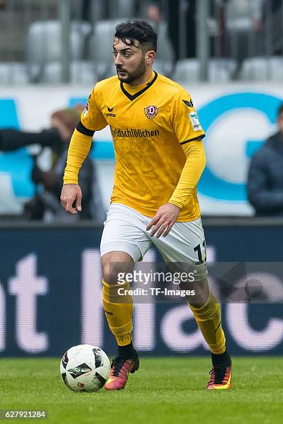 Aias Aosman of Dynamo Dresden in action during the Second Bandesliga match between TSV 1860 Muenchen and Dynamo Dresden at Allianz Arena on December...