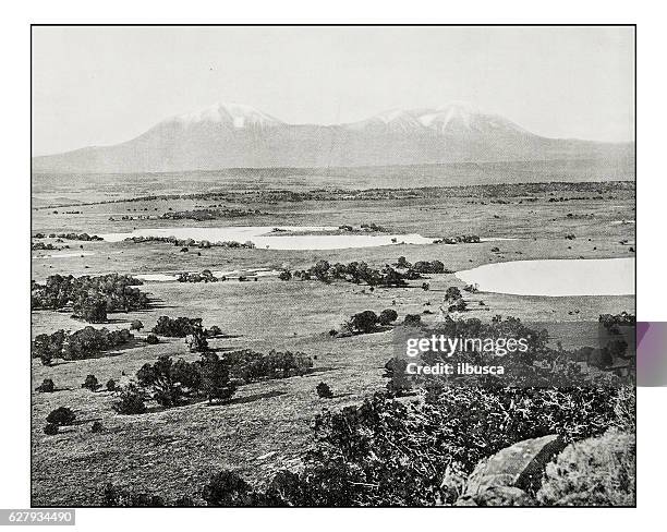 antique photograph of spanish peaks, colorado - aerial desert stock illustrations