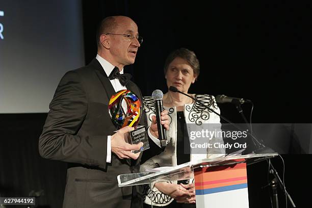 Christof Ehrhart, Head of Corporate Communications & Corporate Responsibility and EVP Deutsche Post DHL receives an award at the United Nations...