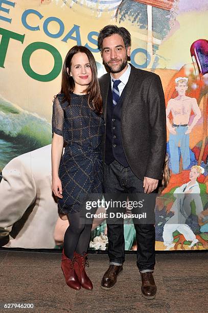 Elizabeth Reaser and Josh Radnor attend "The Babylon Line" opening night at Lincoln Center Theater on December 5, 2016 in New York City.