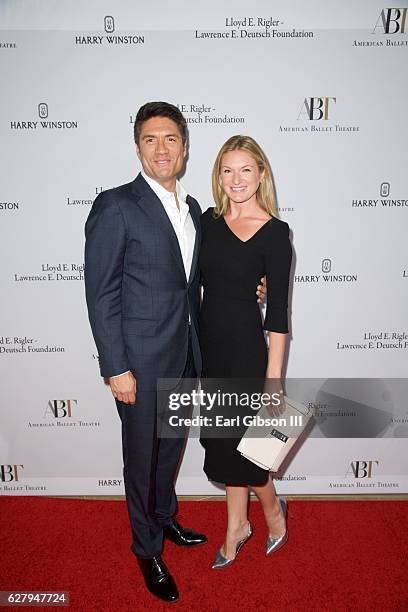 Louis Aguiree and Sarah Arison attend the American Ballet Theatre Annual Holiday Benefit at The Beverly Hilton Hotel on December 5, 2016 in Beverly...