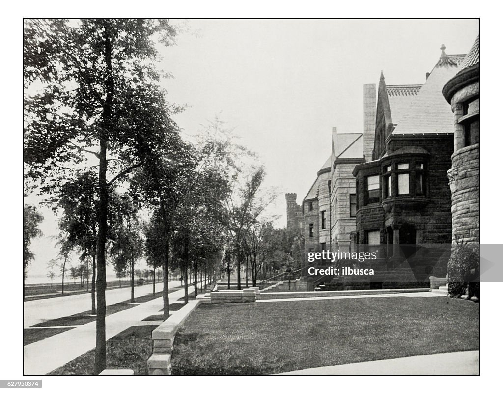 Antique photograph of Lake shore drive, Chicago