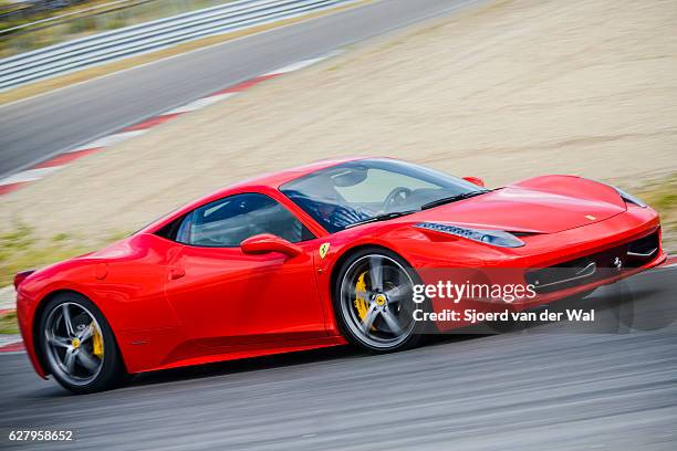 ferrari 458 italia exclusive v8 italian sports car - red porsche stock pictures, royalty-free photos & images