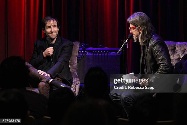 Musician Andrew Bird speaks with Vice President of the GRAMMY Foundation Scott Goldman at An Evening with Andrew Bird at The GRAMMY Museum on...