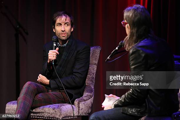Musician Andrew Bird speaks with Vice President of the GRAMMY Foundation Scott Goldman at An Evening with Andrew Bird at The GRAMMY Museum on...