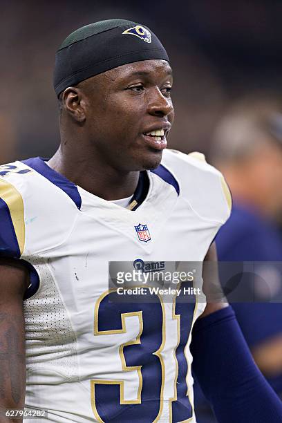 Maurice Alexander of the Los Angeles Rams on the sidelines during a game against the New Orleans Saints at Mercedes-Benz Superdome on November 27,...