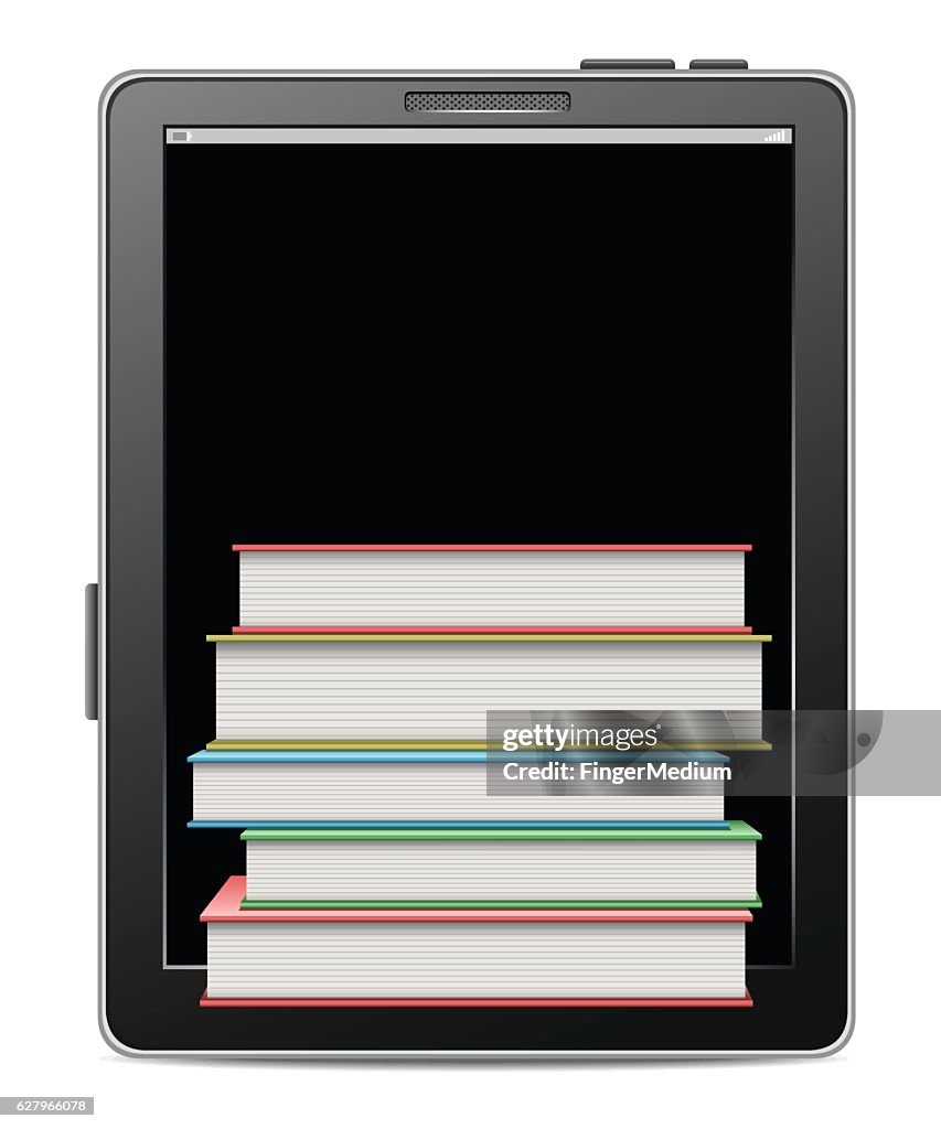 Tablet with books
