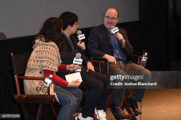 Translator Junko Gouda, Director Makoto Shinkai and Moderator Steve Pond attend TheWrap's Special Screening Presentation Of "Your Name" and "Jackie"...