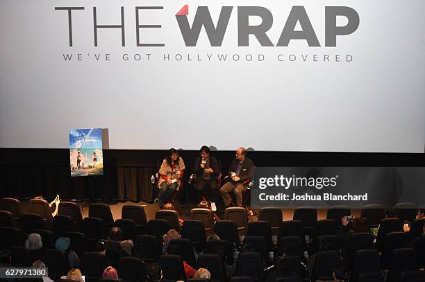 Translator Junko Gouda, Director Makoto Shinkai and Moderator Steve Pond attend TheWrap's Special Screening Presentation Of "Your Name" and "Jackie"...