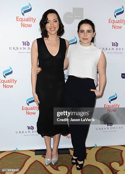 Actresses Aubrey Plaza and Mae Whitman attend Equality Now's 3rd annual "Make Equality Reality" gala at Montage Beverly Hills on December 5, 2016 in...